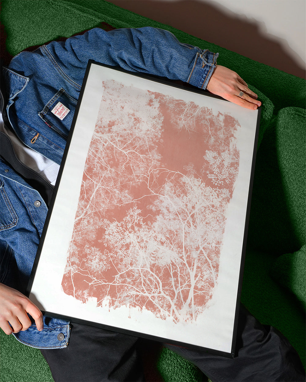 Tree foliage on coral paint