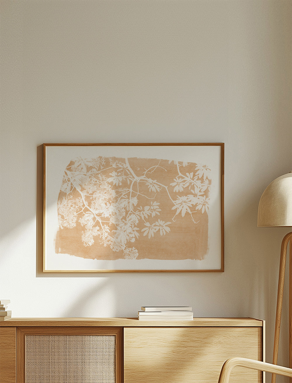 Tree foliage on orange paint