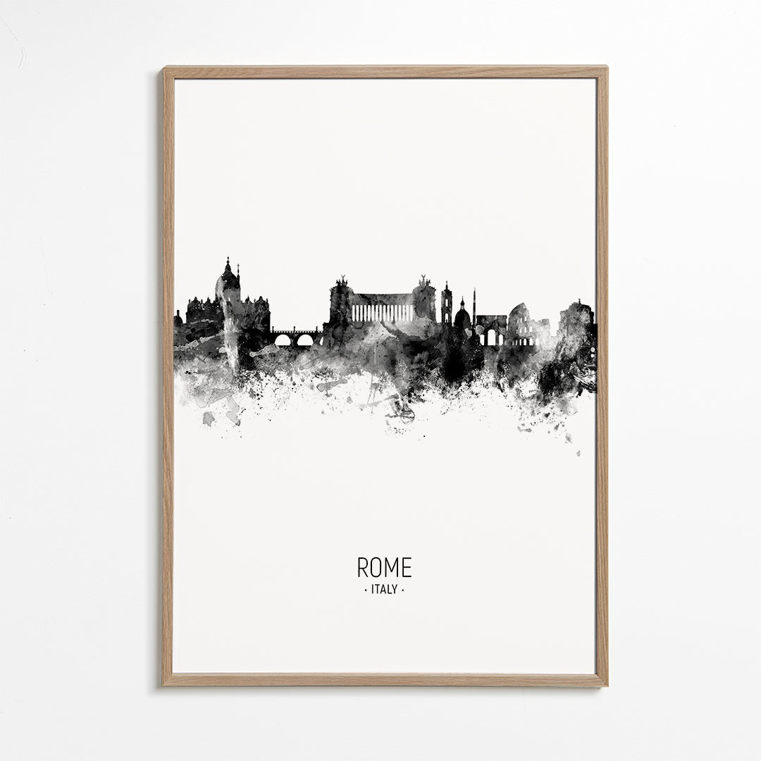Rome skyline black and white