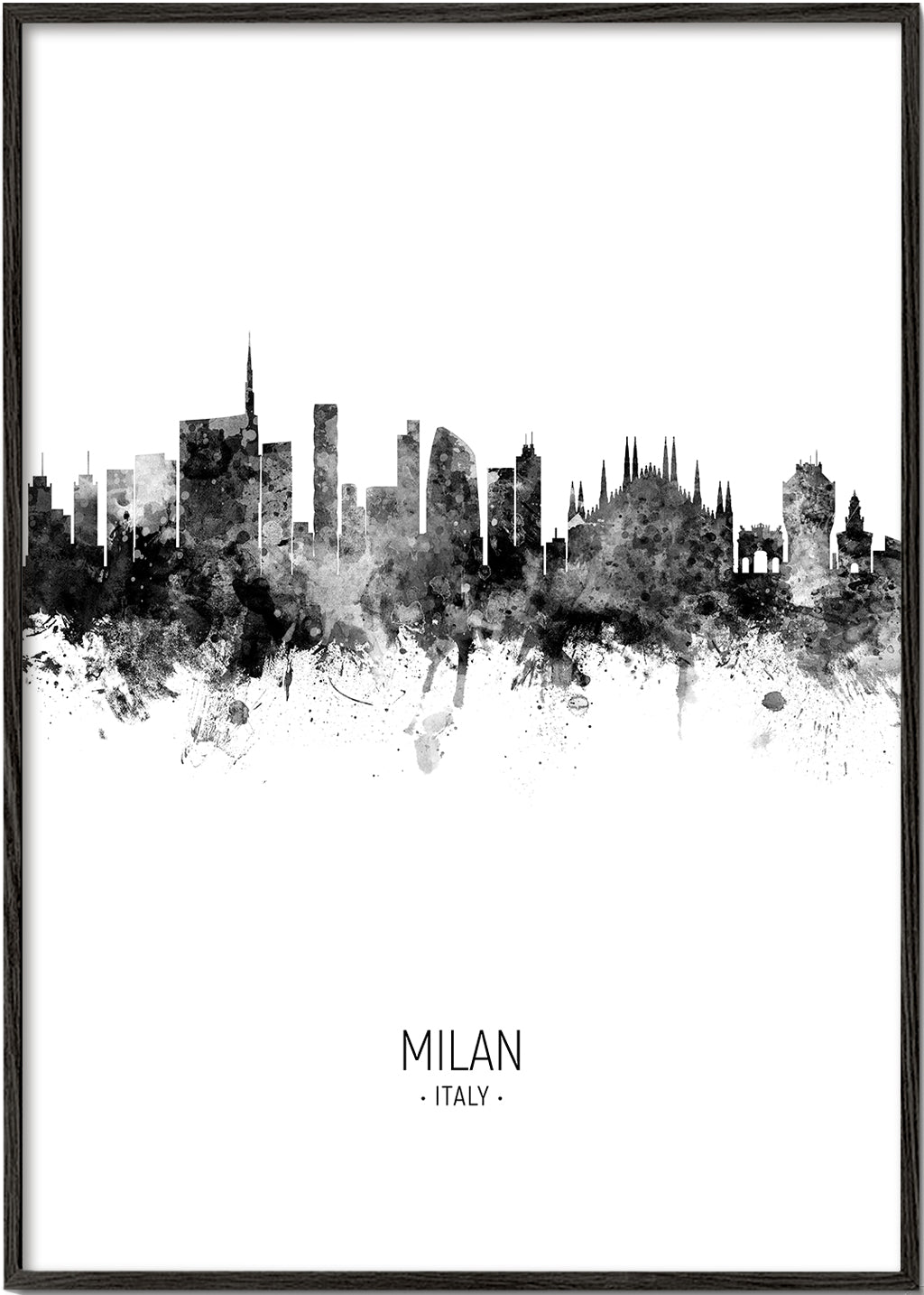 Milan skyline black and white