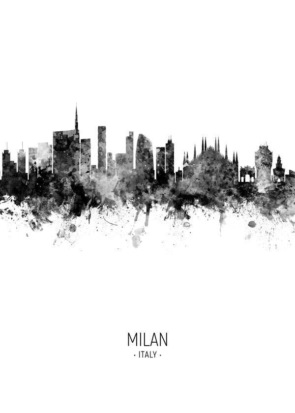 Milan skyline black and white