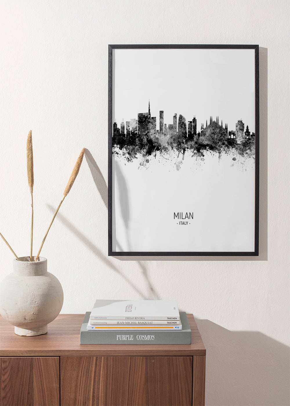 Milan skyline black and white
