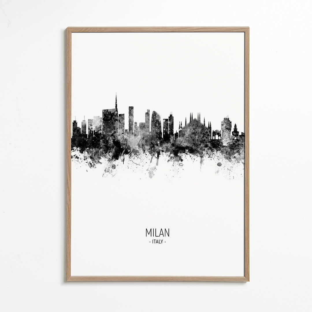Milan skyline black and white