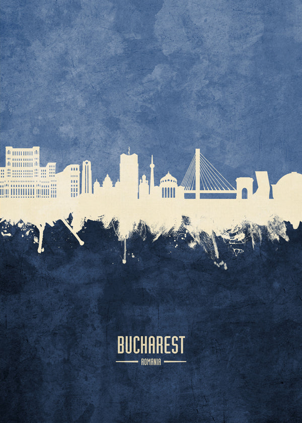 Bucharest Skyline blue