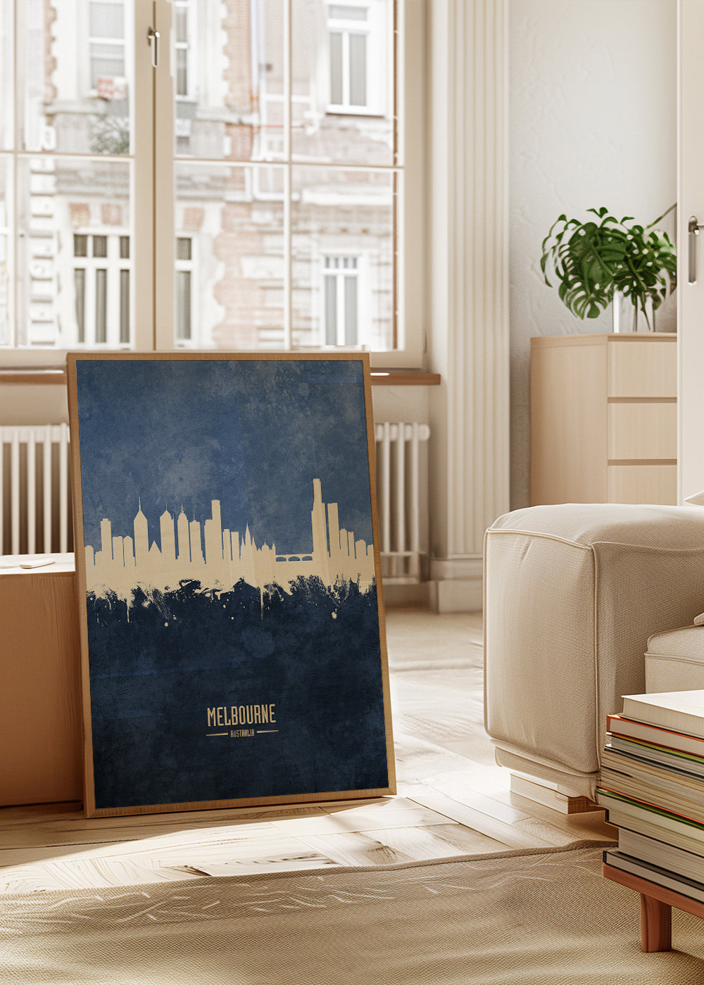 Melbourne Skyline blue