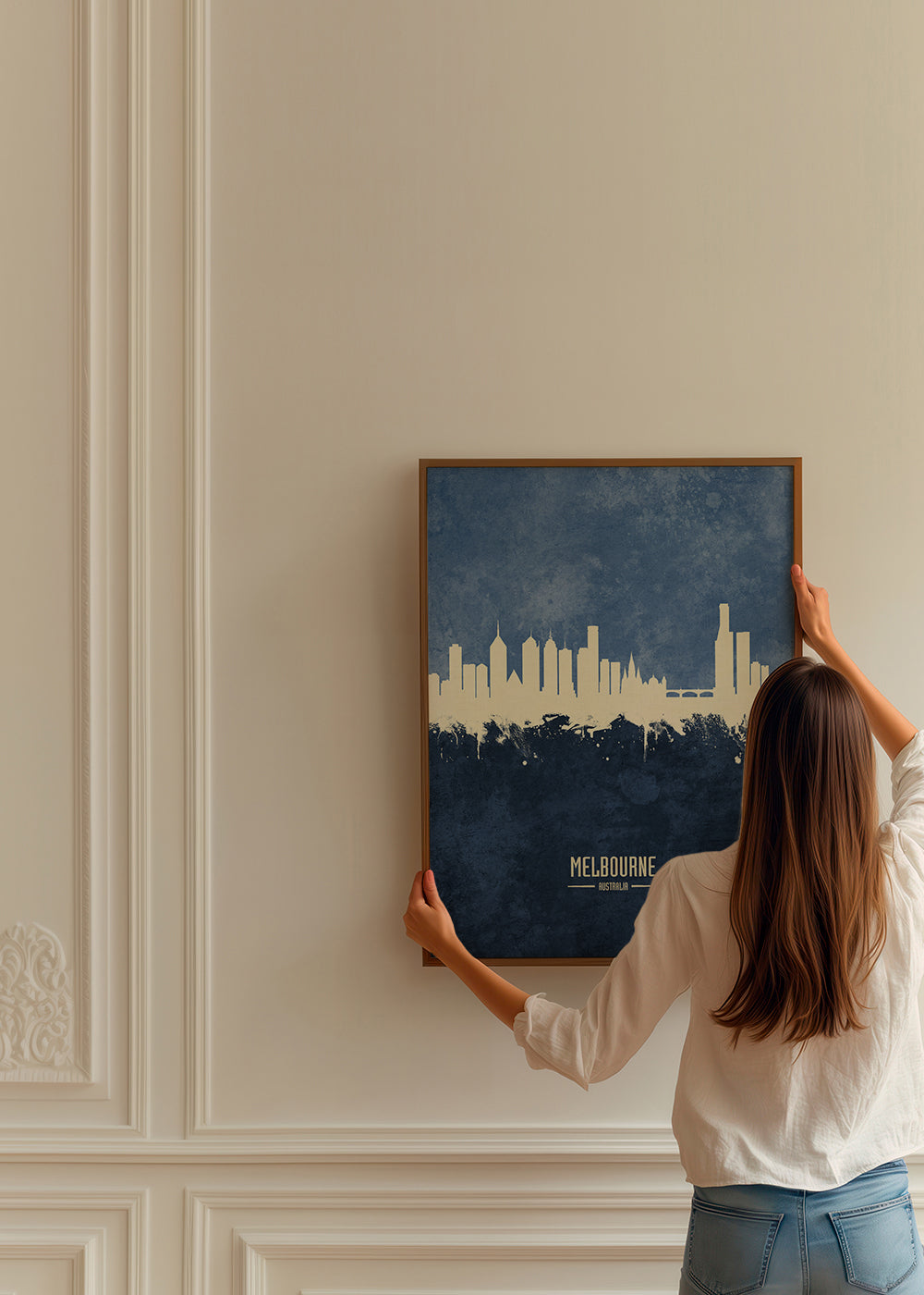 Melbourne Skyline blue