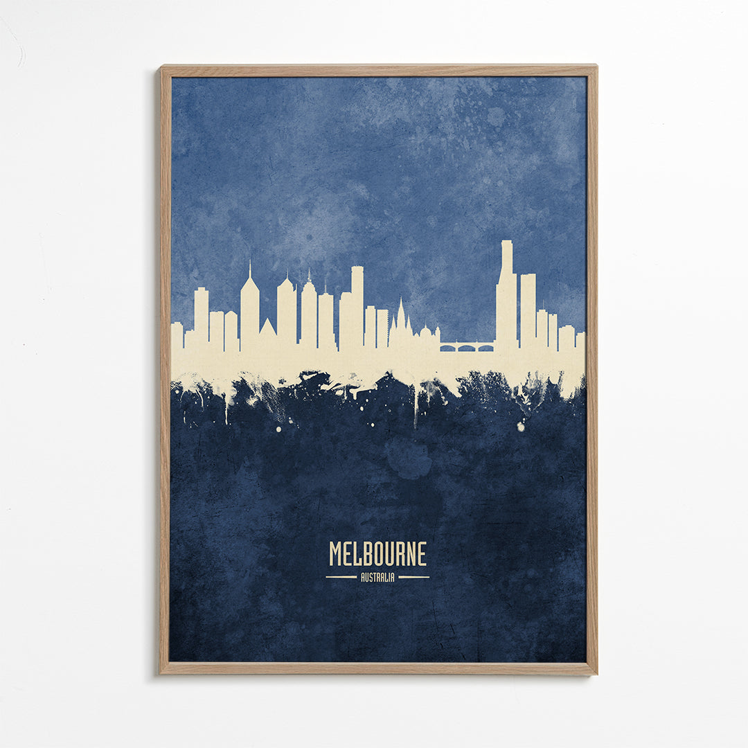 Melbourne Skyline blue