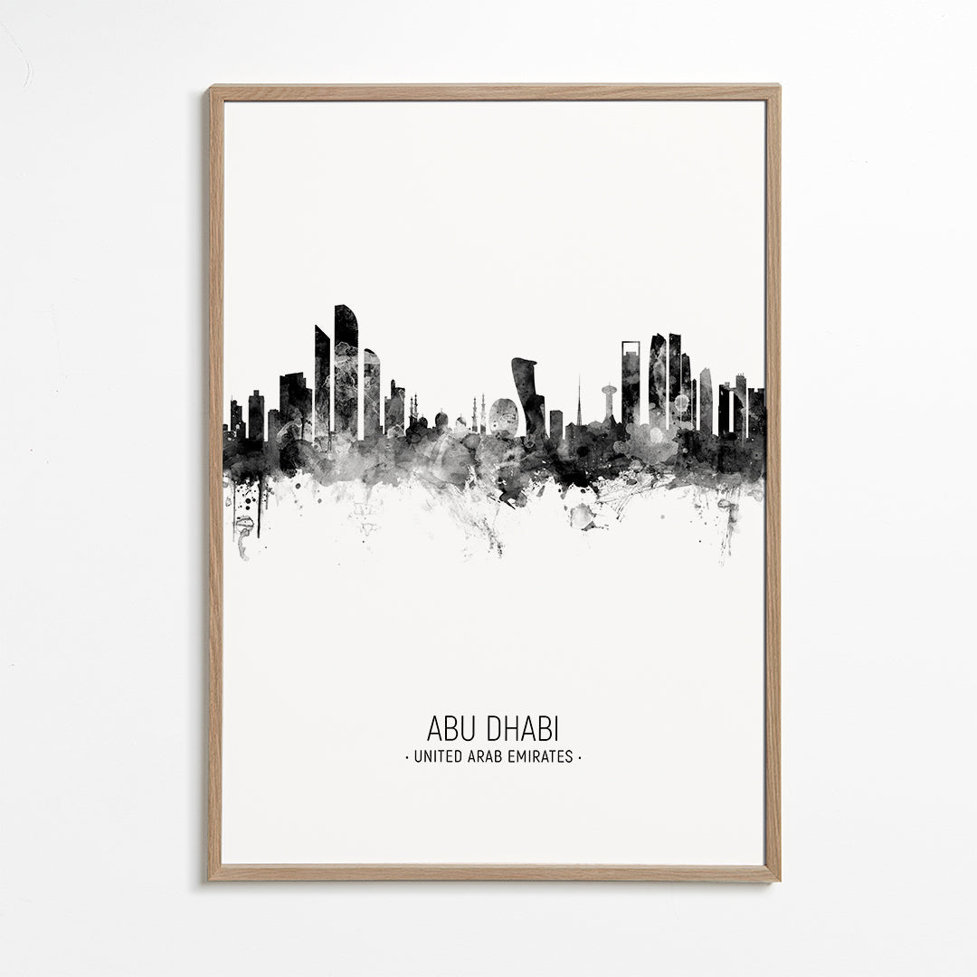 Abu Dhabi Skyline black and white
