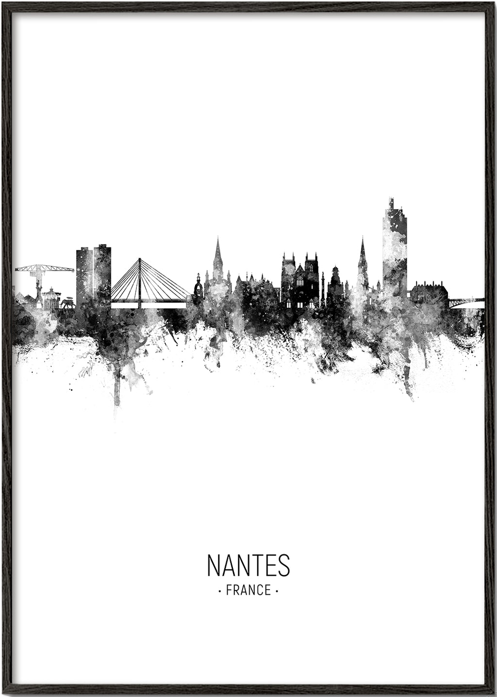 Nantes Skyline black and white