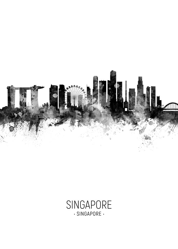 Singapore Skyline black and white