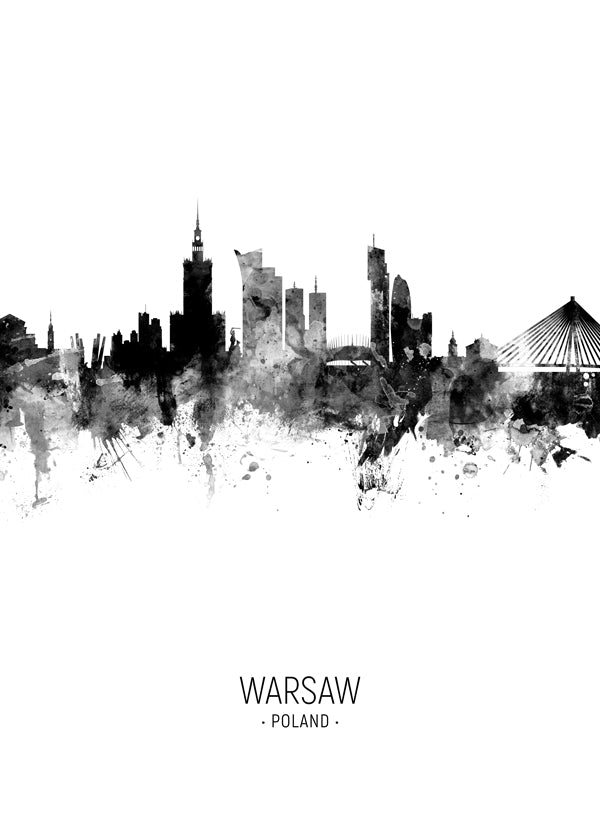 Warsaw Skyline black and white