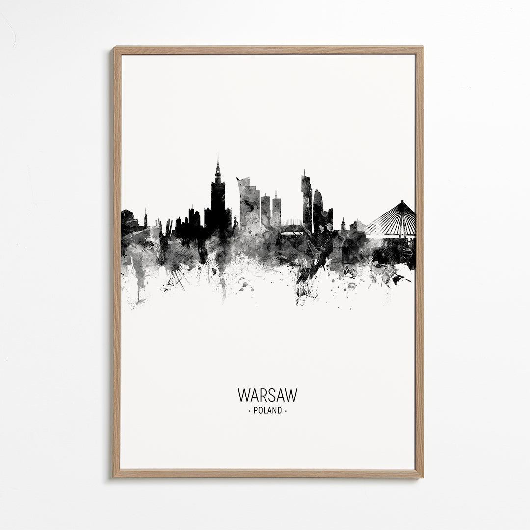 Warsaw Skyline black and white