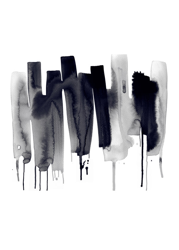 Abstract Watercolor Stripes Minimal Black 2