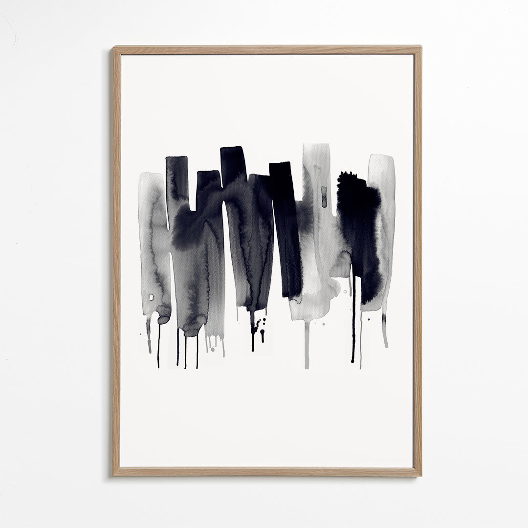 Abstract Watercolor Stripes Minimal Black 2