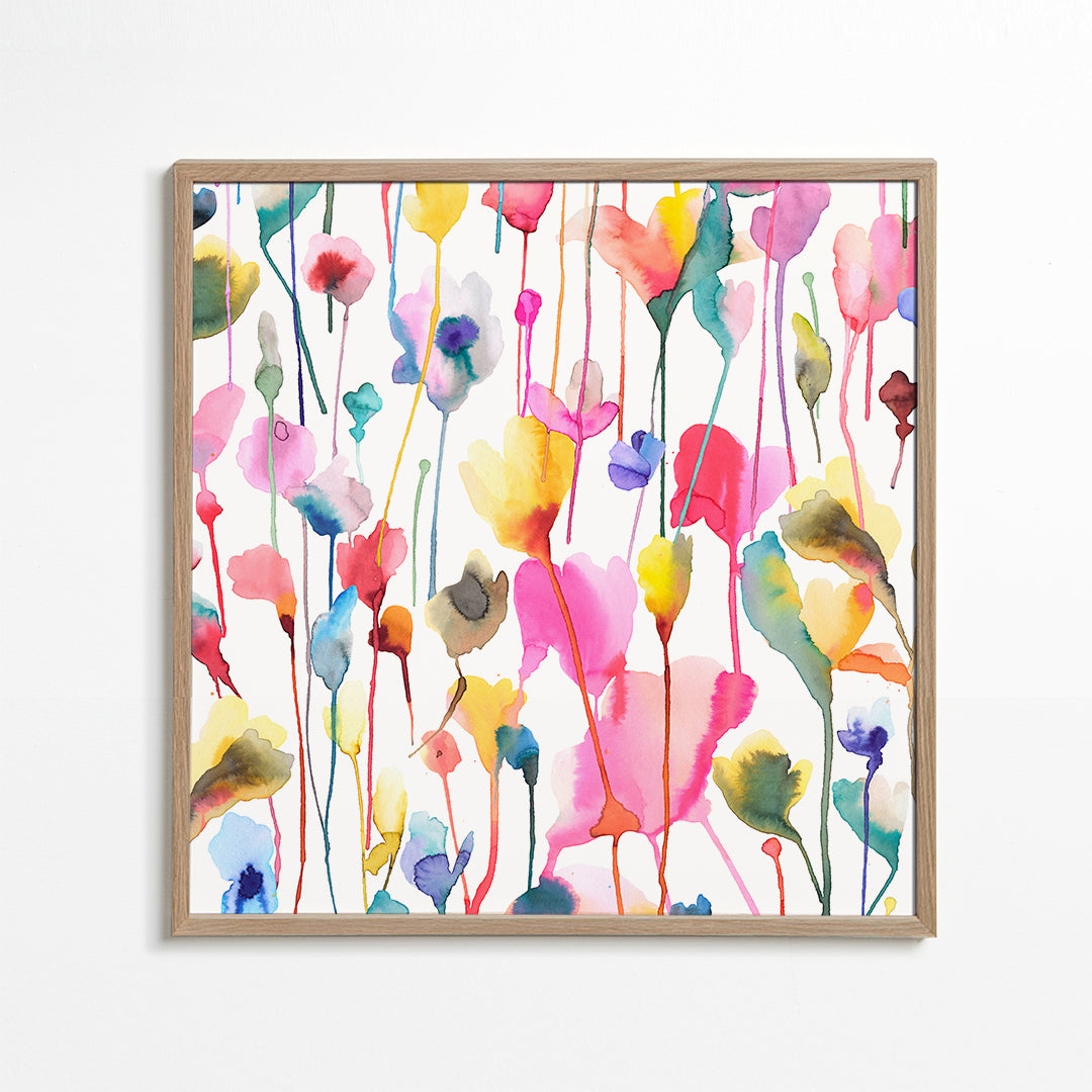 Wild Rustic Flowers Colorful Square