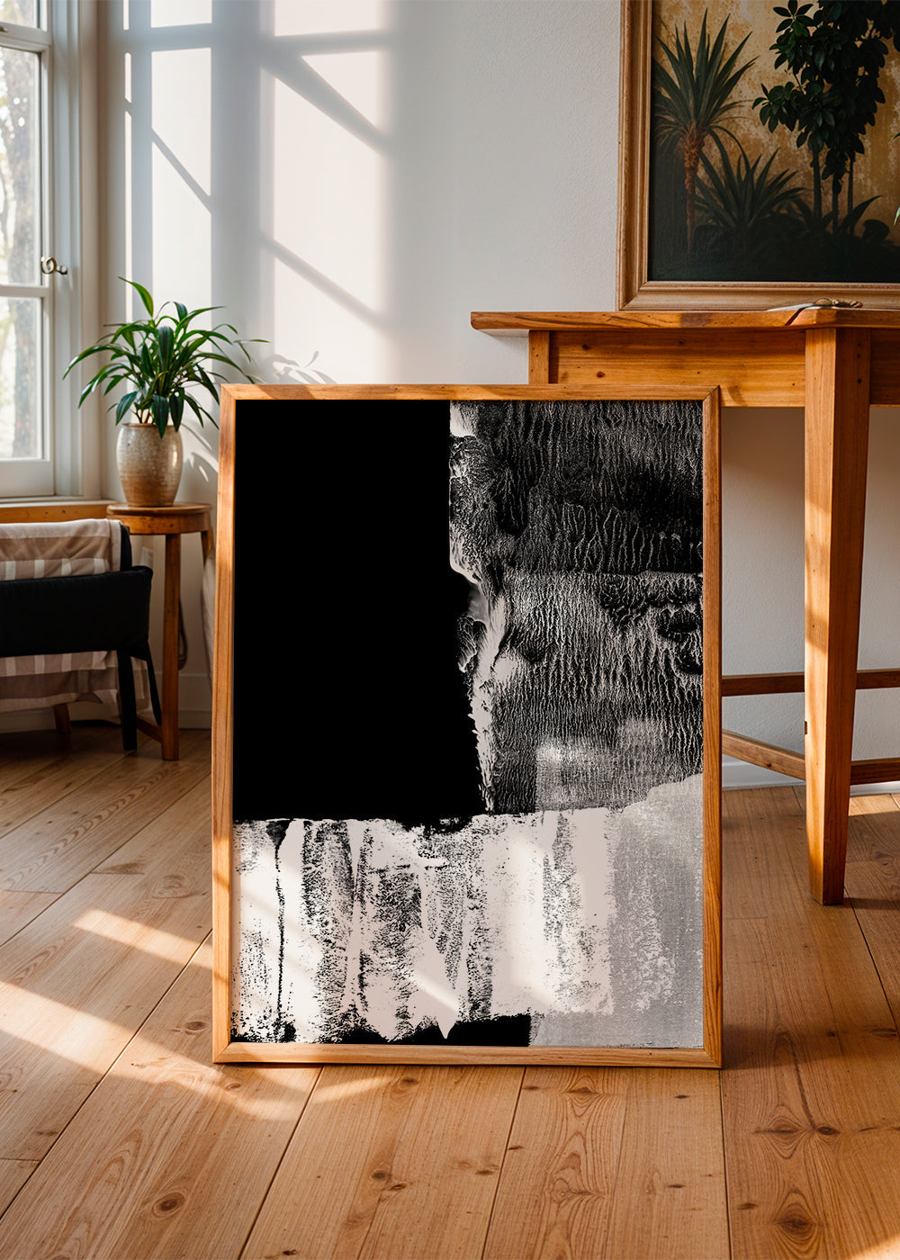 Black White Brushmark Abstract #4