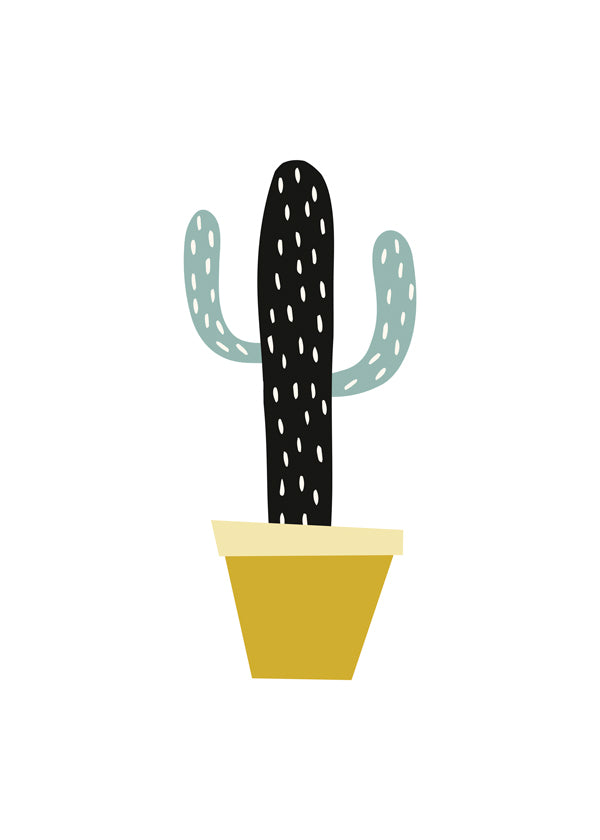 Yellow pot cactus print