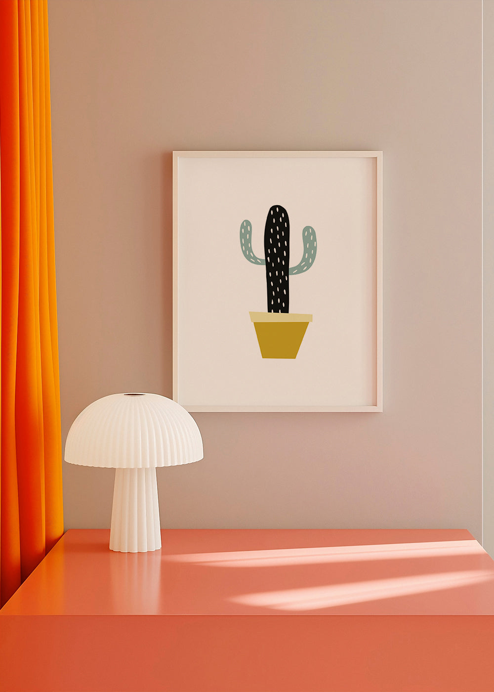 Yellow pot cactus print