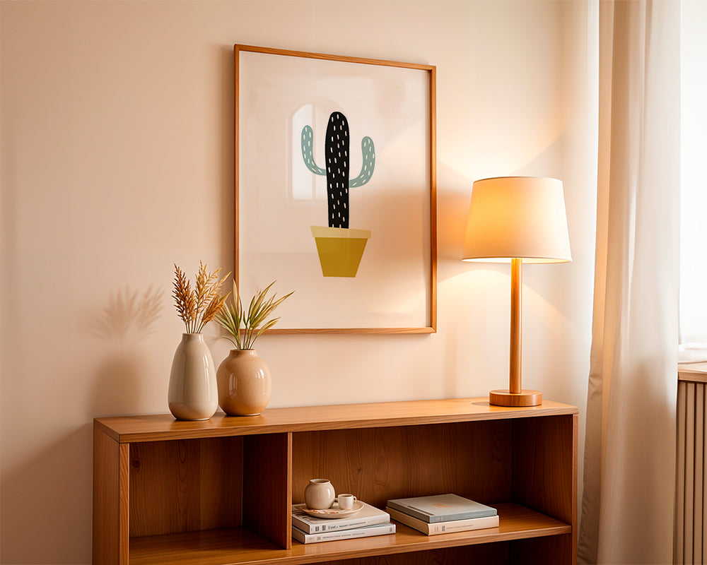 Yellow pot cactus print