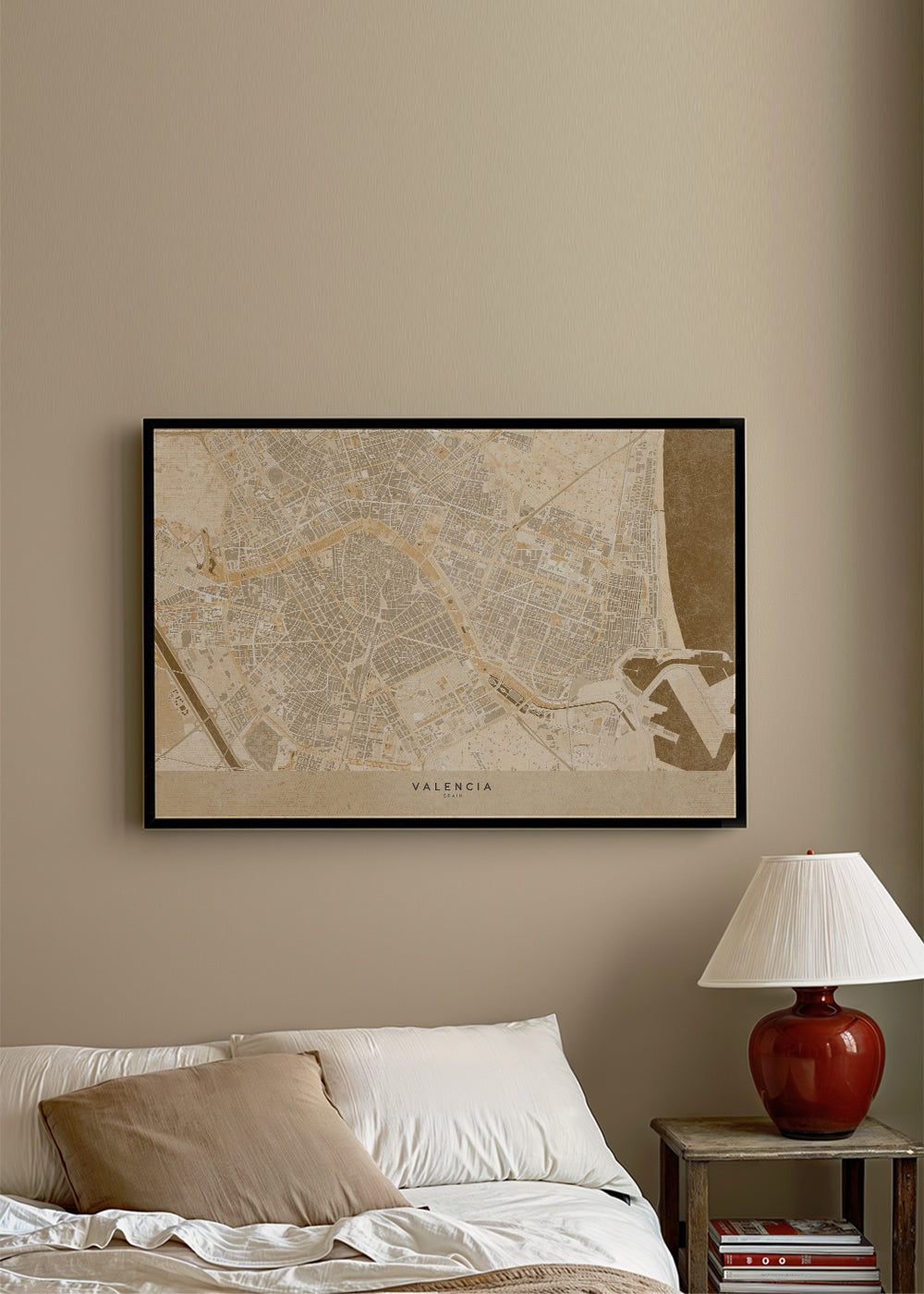 Sepia vintage map of Valencia