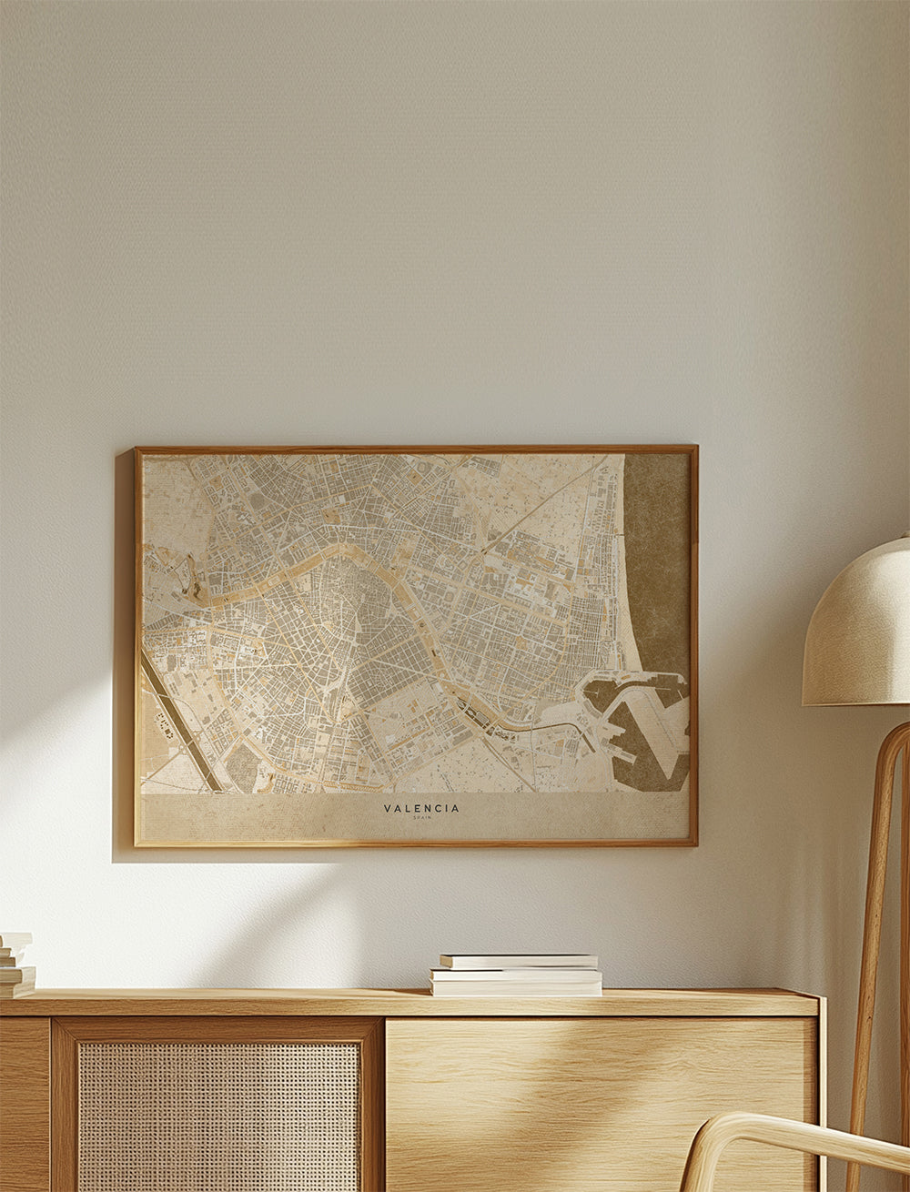 Sepia vintage map of Valencia