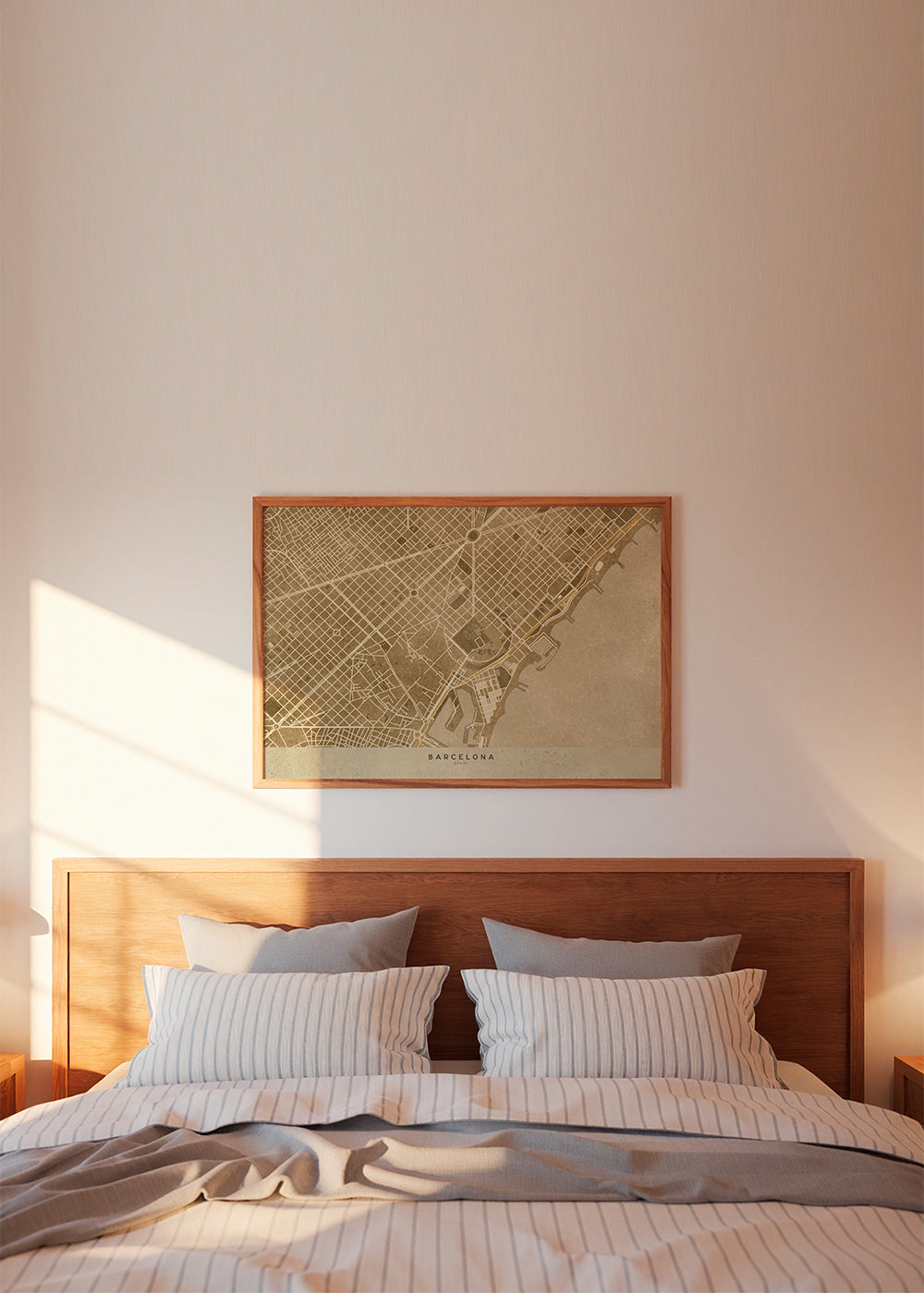 Sepia vintage map of Barcelona