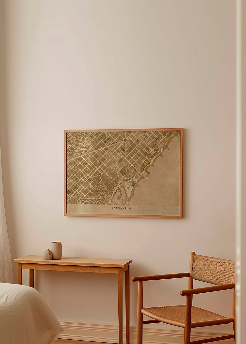 Sepia vintage map of Barcelona