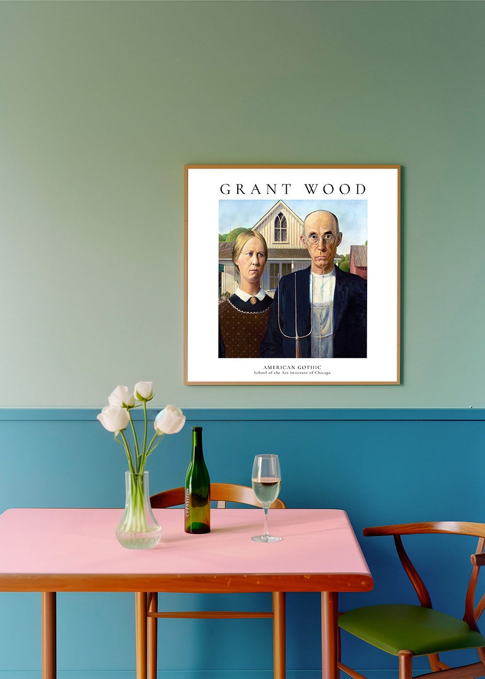 American Gothic by Grant Wood - Square
