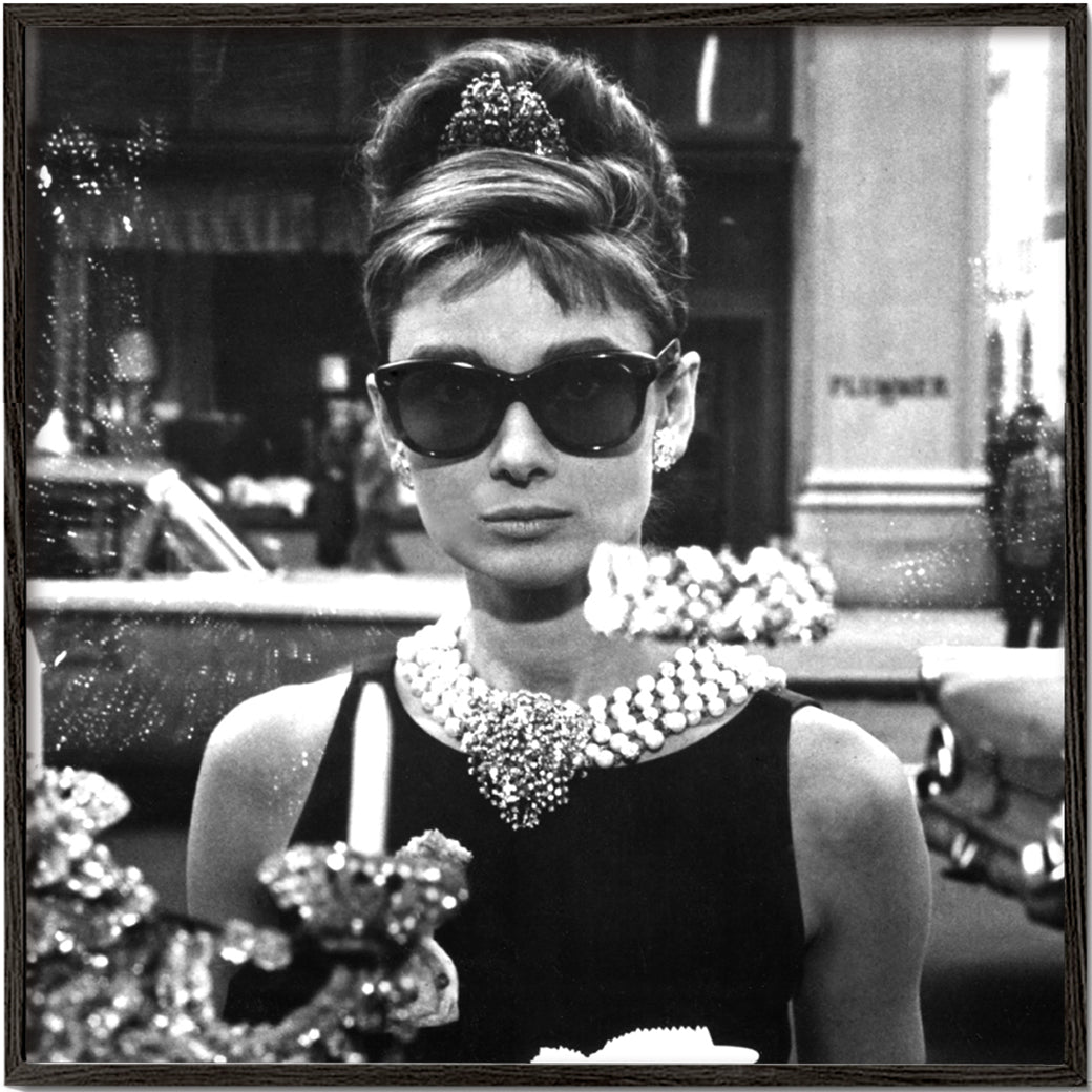 Audrey Hepburn in Breakfast at Tiffany vintage photograph. - Square