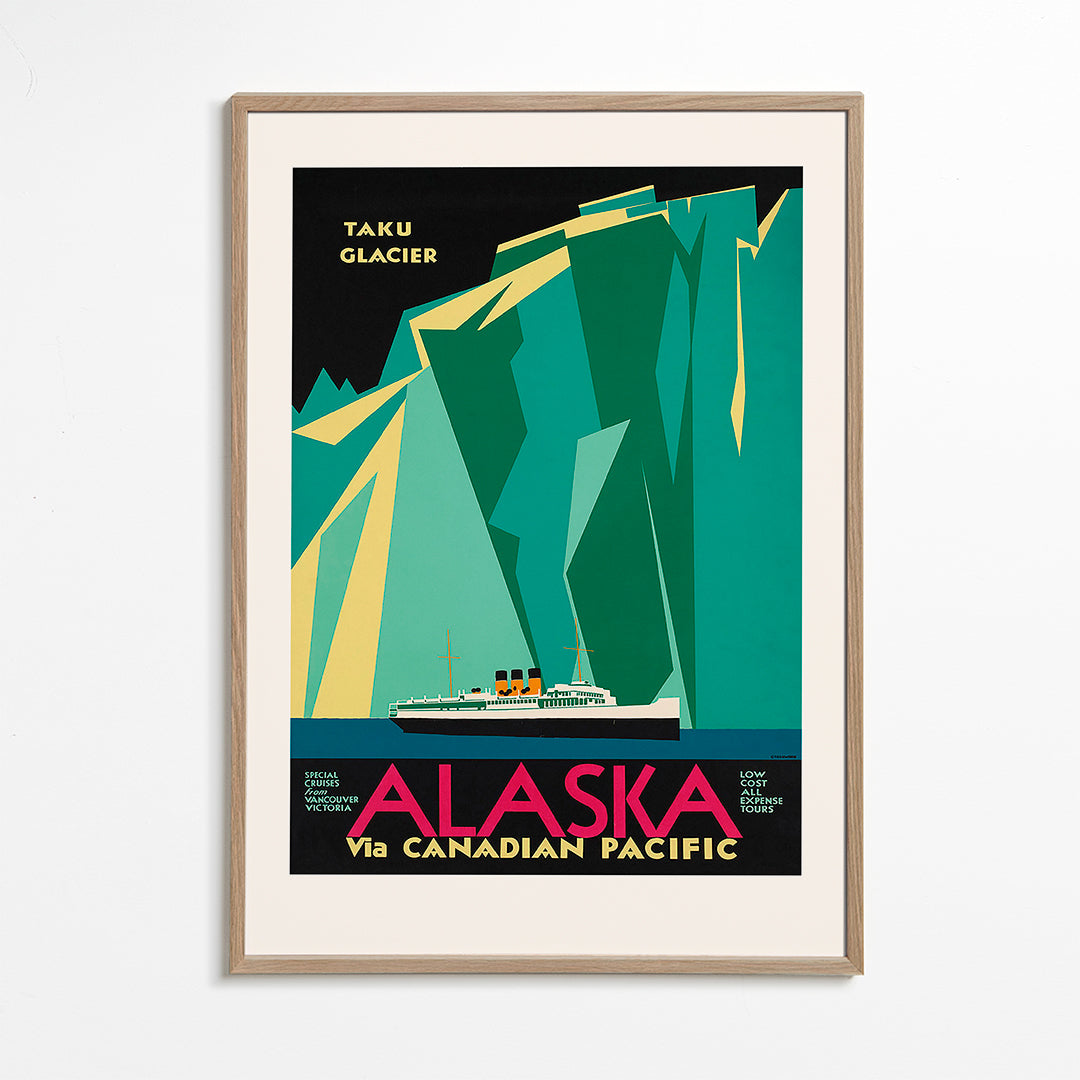 Alaska Via Canadian Pacific. Taku Glacier - Vintage Travel Poster