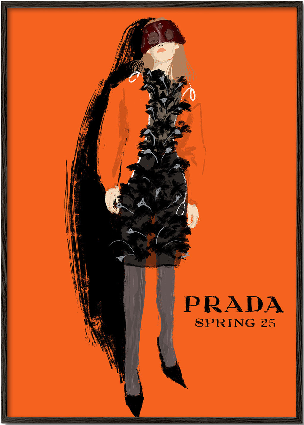 PRADA fashion illustration on orange | Wall art, framed prints and