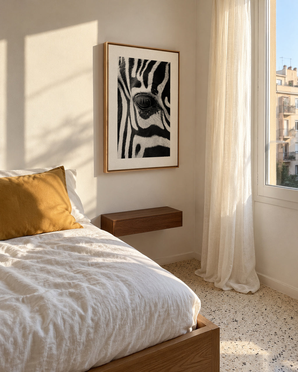 Zebra focus - Framed canvas in an interior