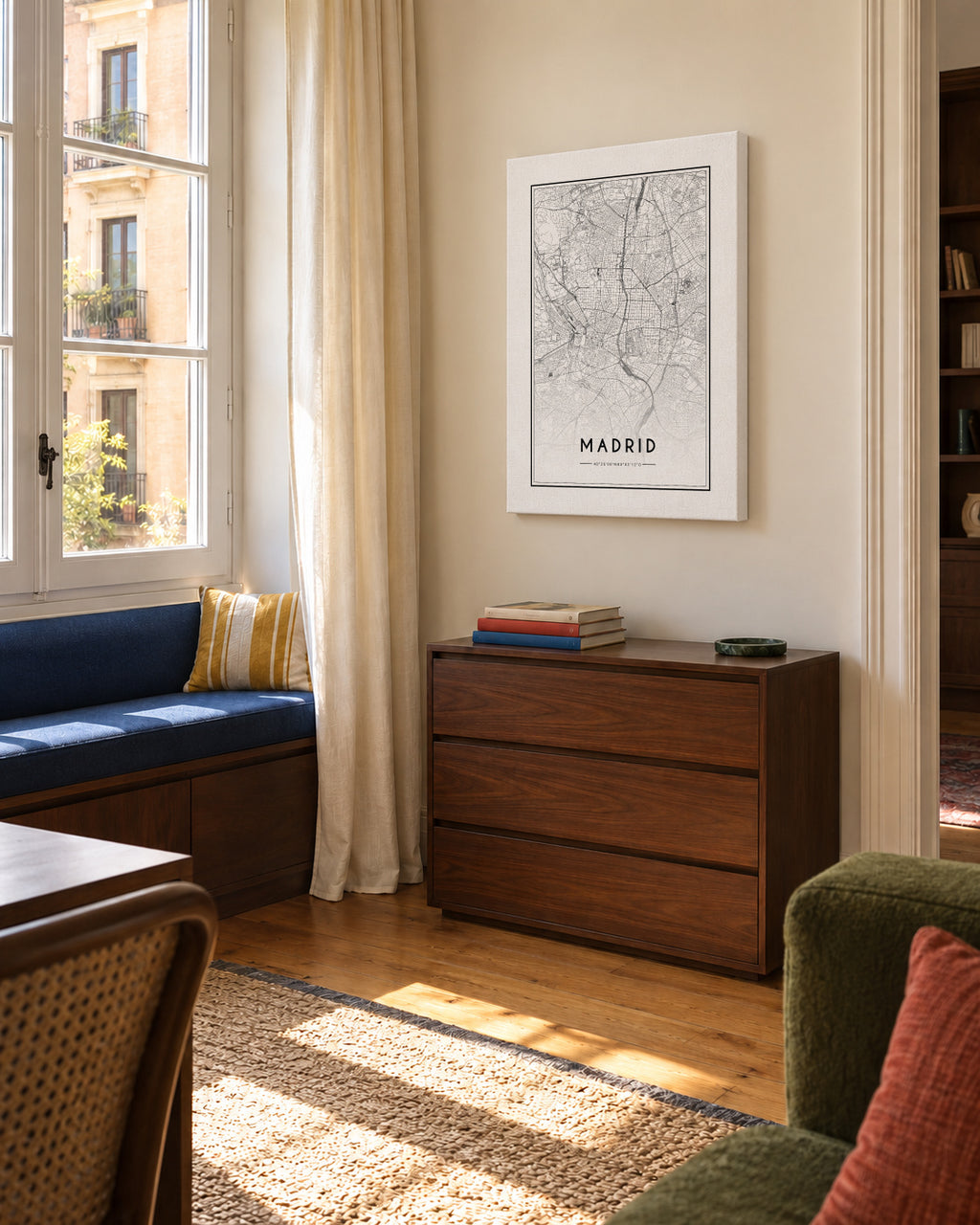 Madrid map - Unframed canvas in an interior