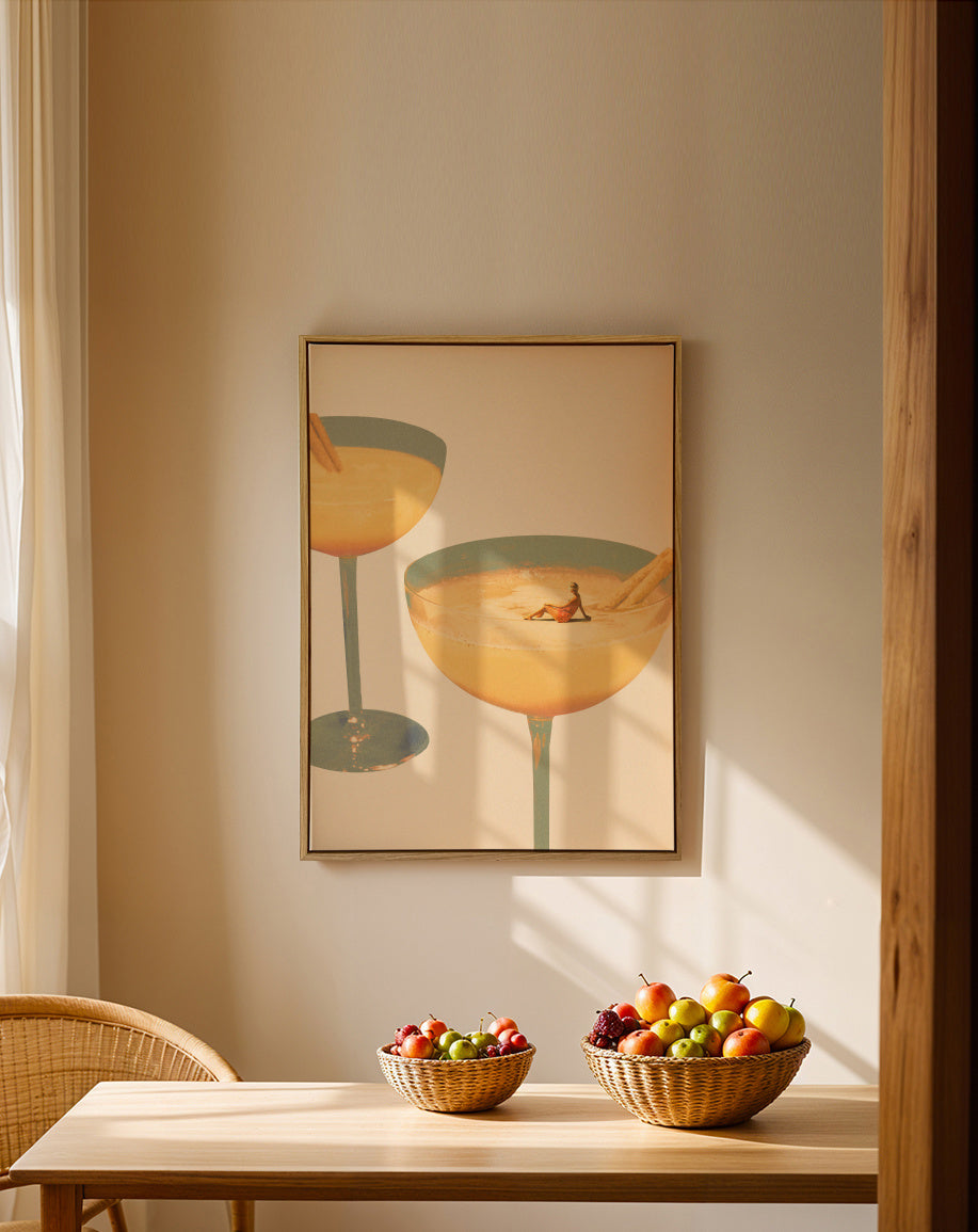 Holiday in a glass 1 - Framed canvas in an interior