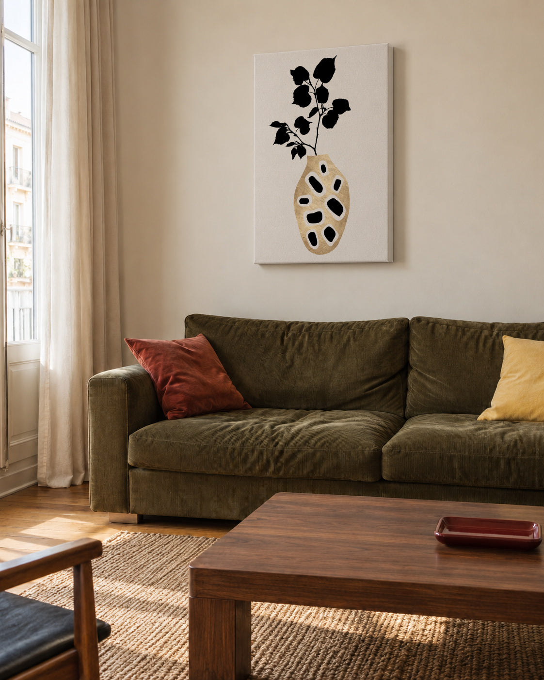Botanical still life - Unframed canvas in an interior