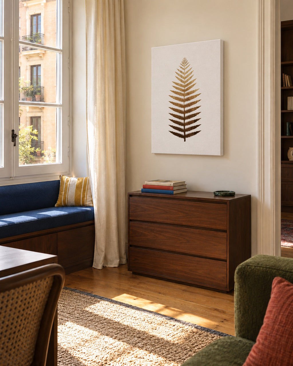 Golden leaf - Unframed canvas in an interior