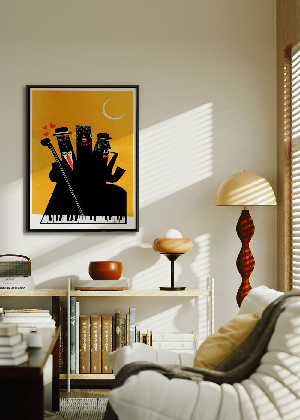 Casablanca Jazz - Yellow - Framed canvas in an interior