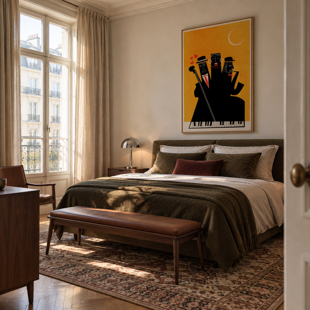 Casablanca Jazz - Yellow - Framed canvas in an interior