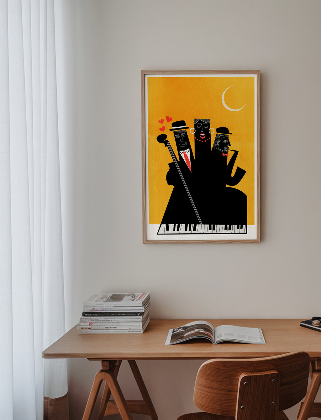 Casablanca Jazz - Yellow - Framed poster in an interior