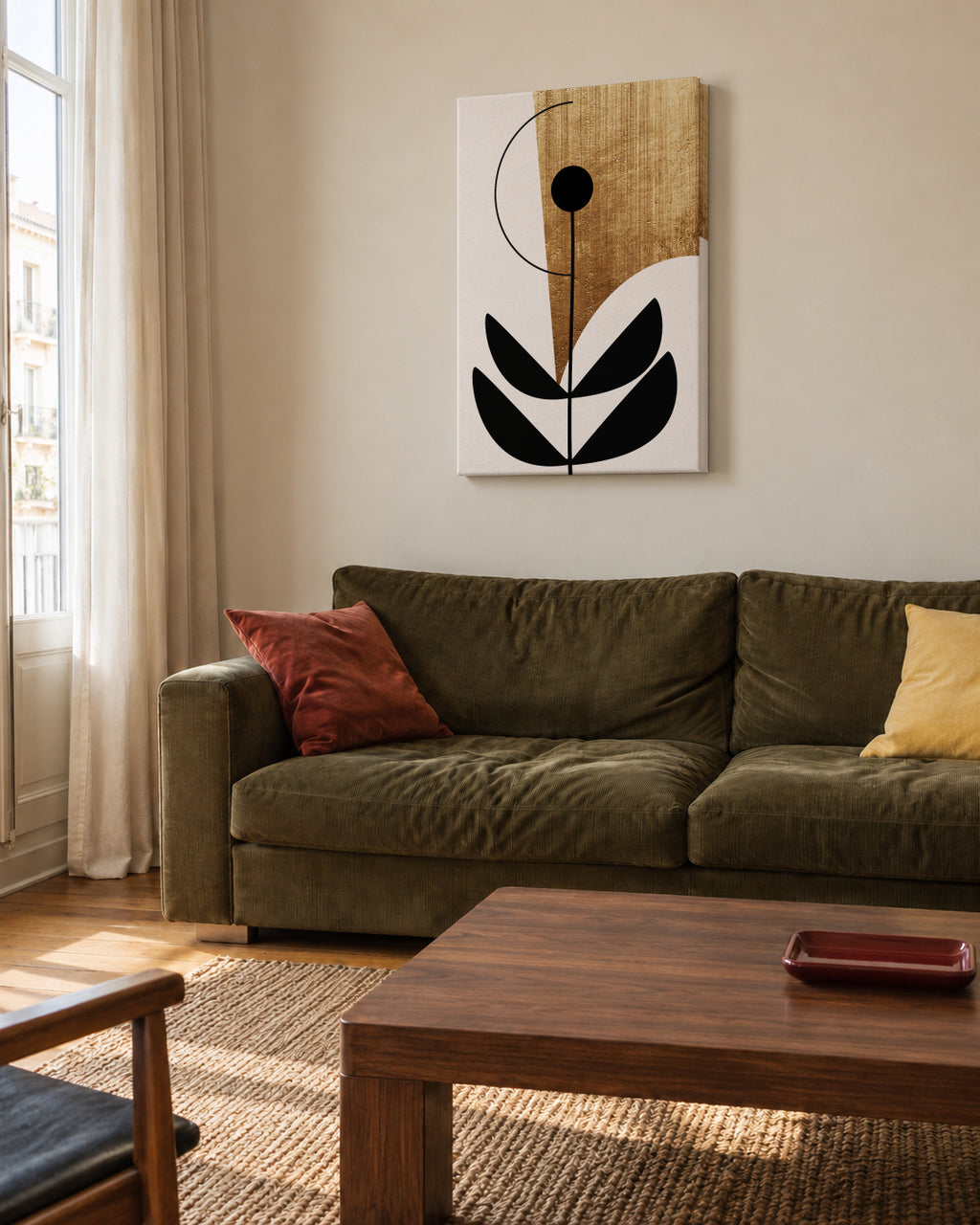 Nara Nero - Unframed canvas in an interior