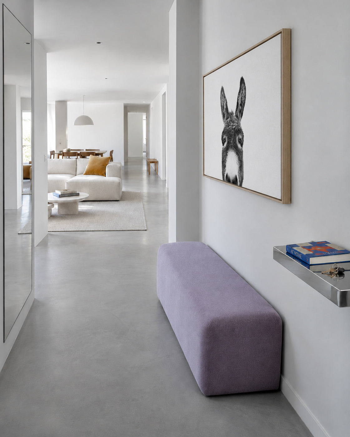 Hey donkey BW - Framed canvas in an interior