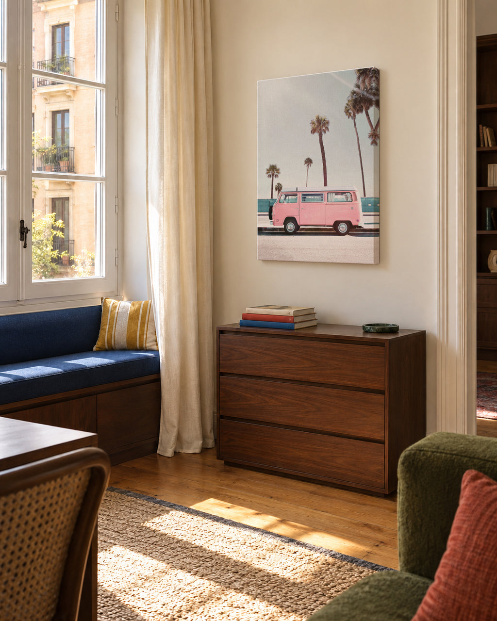 Pink Van - Unframed canvas in an interior