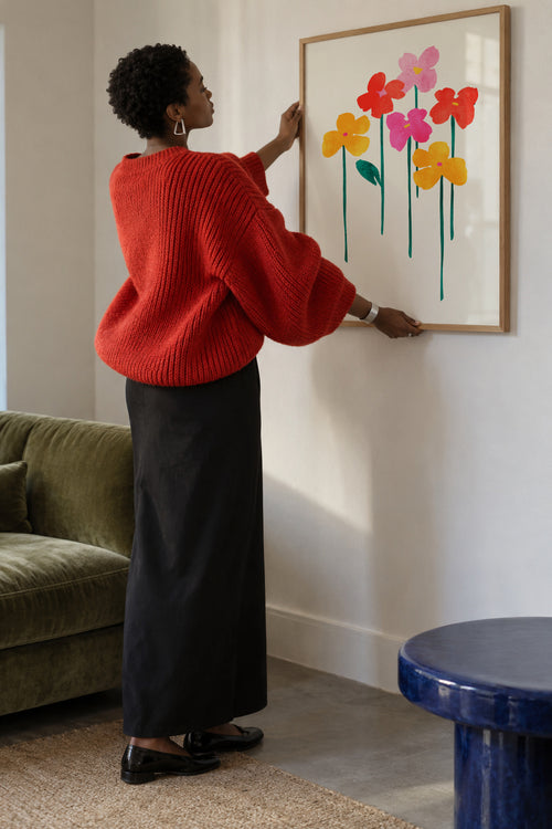 Little Happy Flowers - Framed poster in an interior