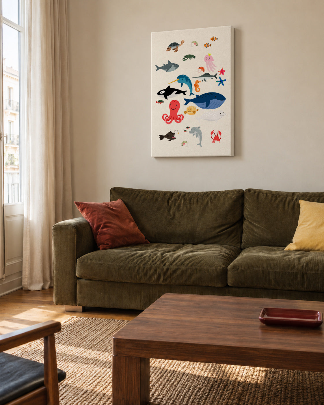 Ocean Wonderland - Unframed canvas in an interior