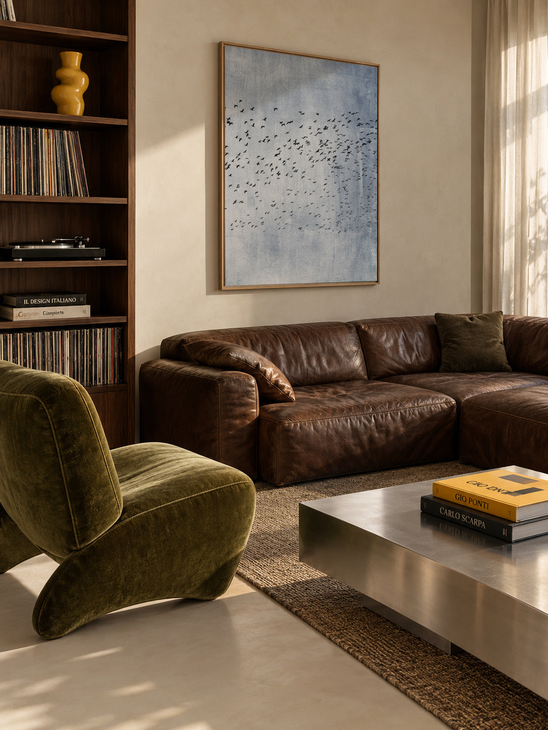 Moving on - Blue - Framed canvas in an interior