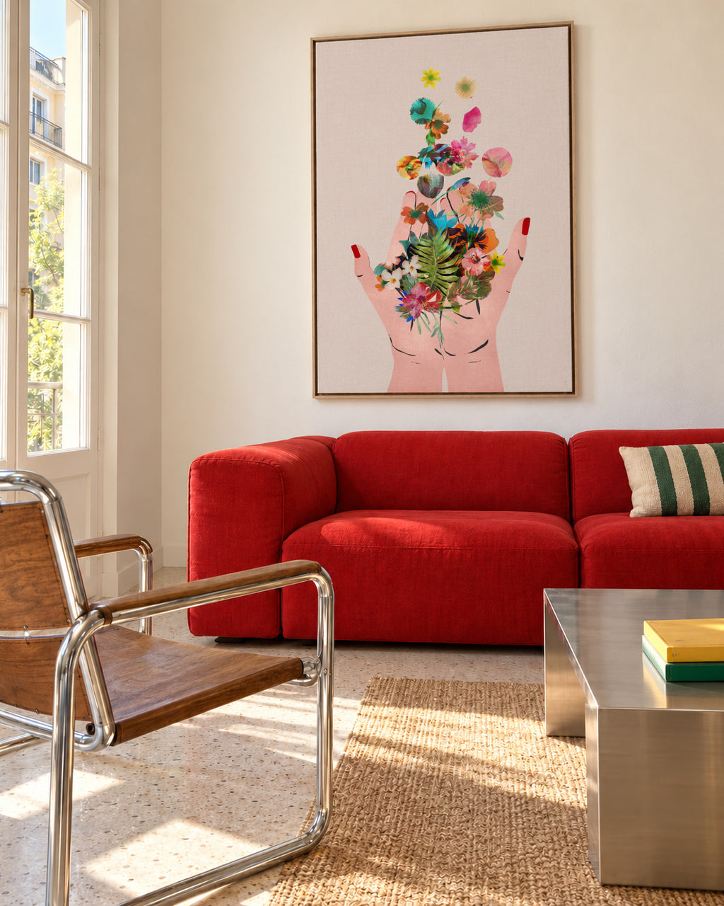 Fridas hands white - Framed canvas in an interior