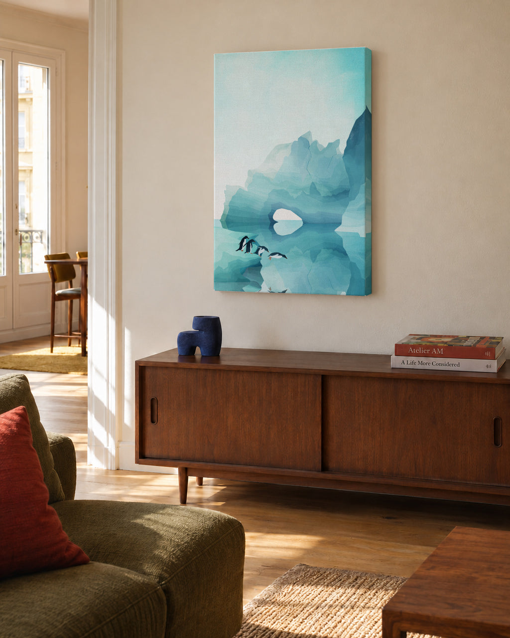 Penguins by Day - Unframed canvas in an interior