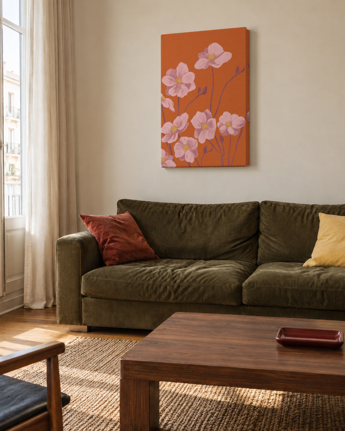 Anemone - Unframed canvas in an interior