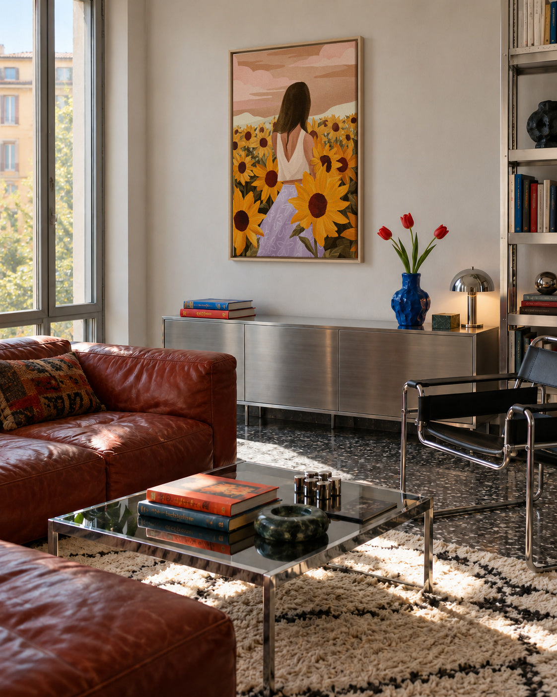 Sunflower Evenings - Framed canvas in an interior