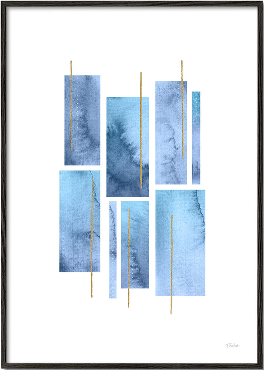 Watery bricks with blue and gold